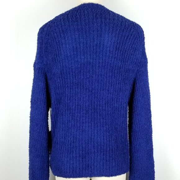 1.State Crewneck Blue Terry Ribbed Oversized Sweater - Picture 6 of 7